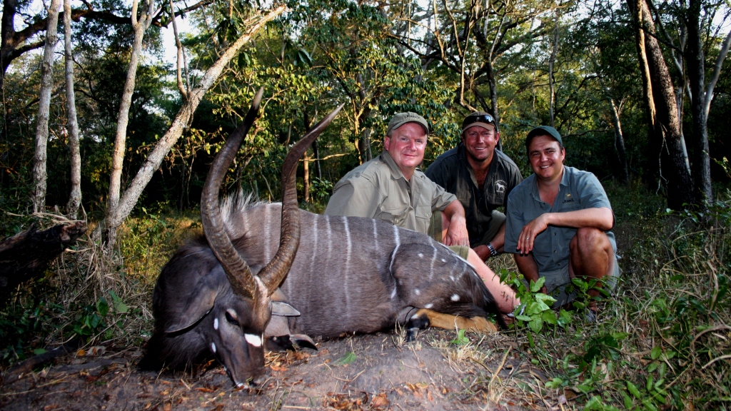 As the bull cleared Johnny squeezed off his 338, the bull lunged and took off at a rapid pace disappearing into the undergrowth. We tracked him for about 100 yards before finding him piled up with a well placed lung shot. A magnificent bull to say the least!