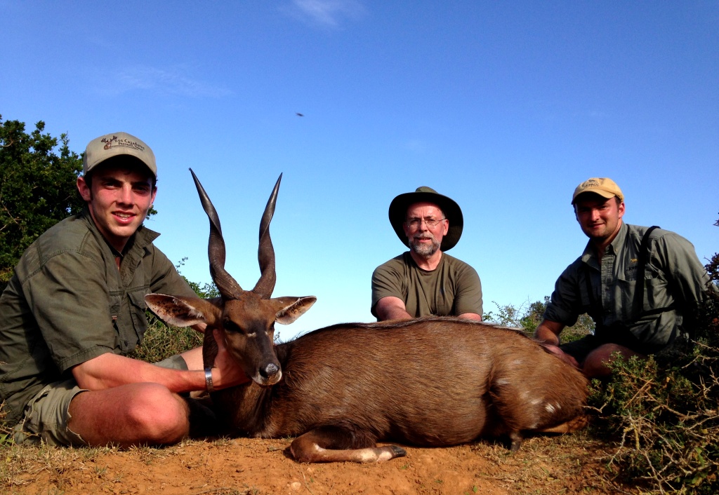 Our father/son combo of Bob and Kevin Stone, together with PH, Ross Hoole, combined for the Bushbuck of a lifetime – A 16” + ram that will take a lot to beat this season.
