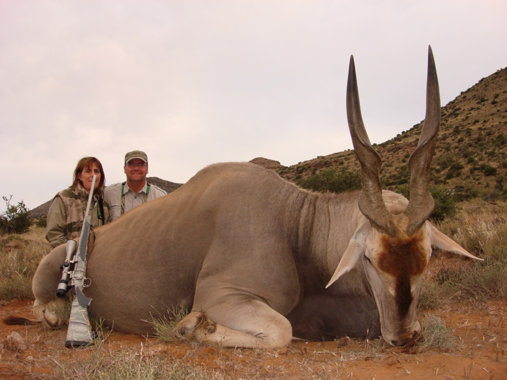 Brett & Shellie with a exceptionaly old Cape Eland bull, a highlight of the trip.